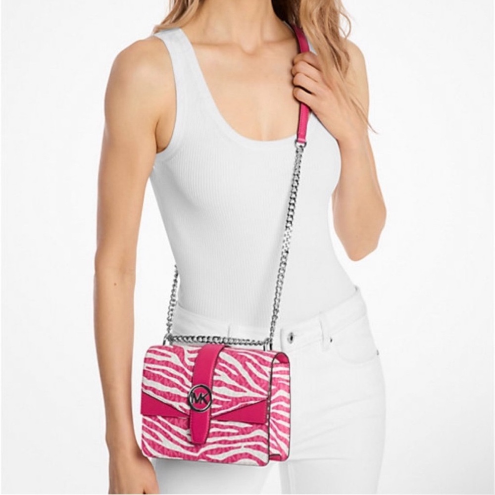 Michael Kors Pink and White Crossbody Bag - Picture 2 of 11